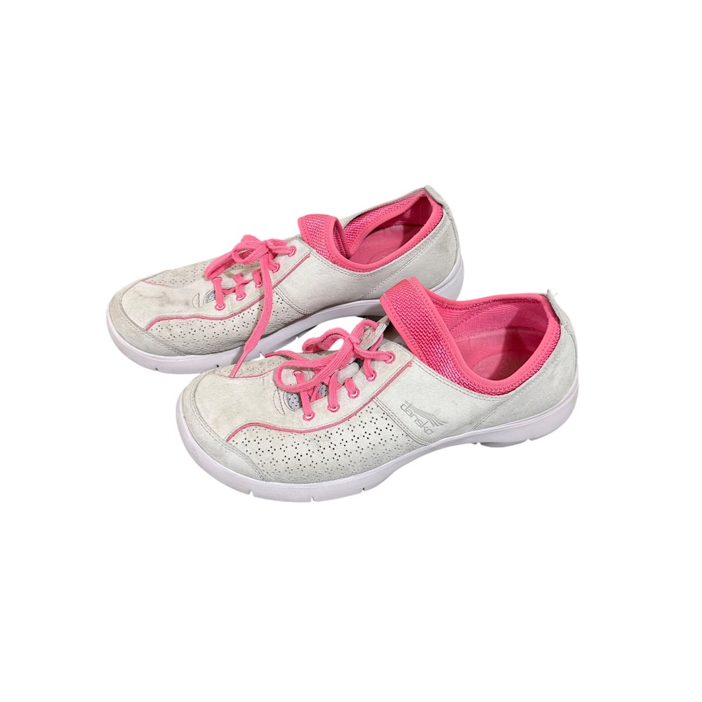 Dansko Elise Womens 42 Gray Pink Leather Slip Resistant Walking Sneakers
